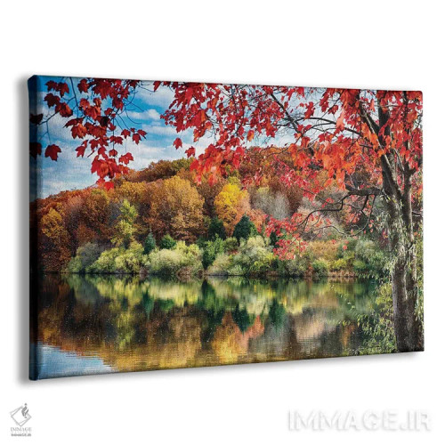 تابلو دکوراتیو انعکاس درختان رنگارنگ بر دریاچه، مخزن راند ولی، شهرستان هانتر… اثر جورج اوزه - نمای پرسپکتیو محصول