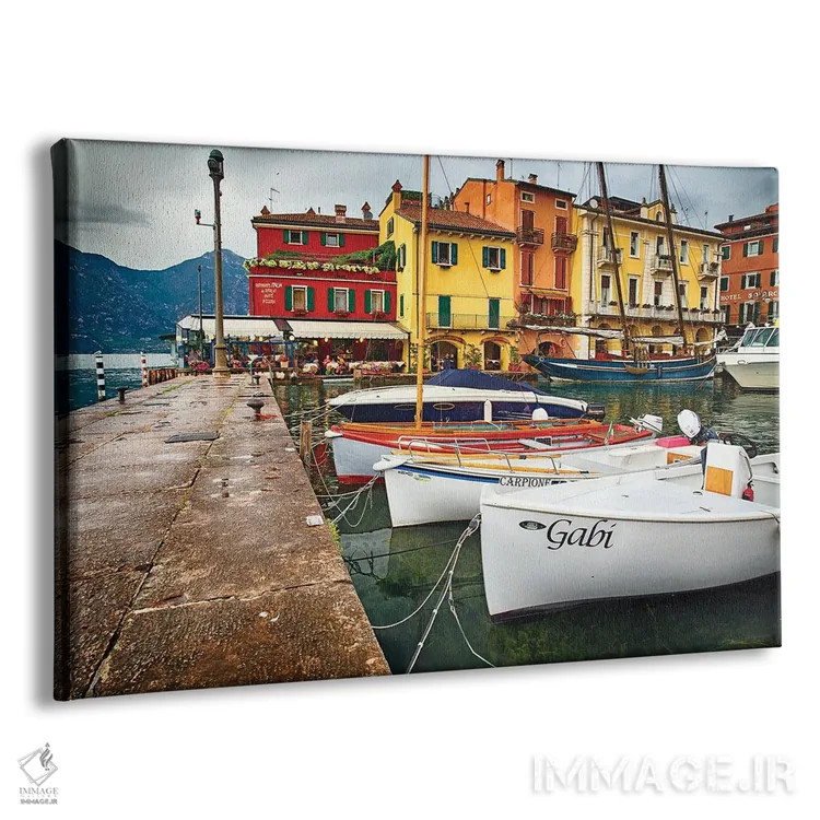تابلو دکوراتیو بندر مالچزین، دریاچه گاردا، ونتو، ایتالیا اثر جورج اوزه - نمای پرسپکتیو محصول