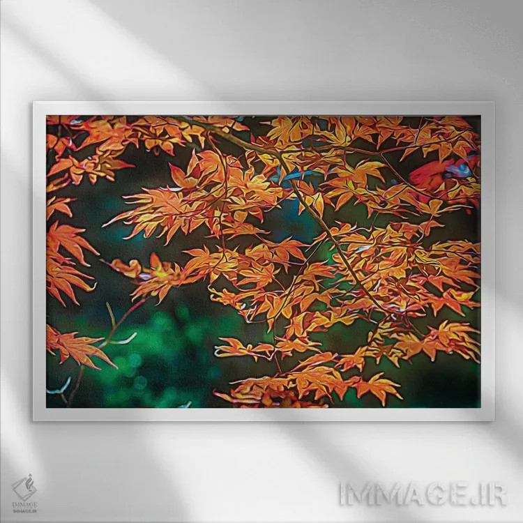تابلو دکوراتیو برگ های نقاشی گونه اثر جورج اوزه - نمای قابدار سفید
