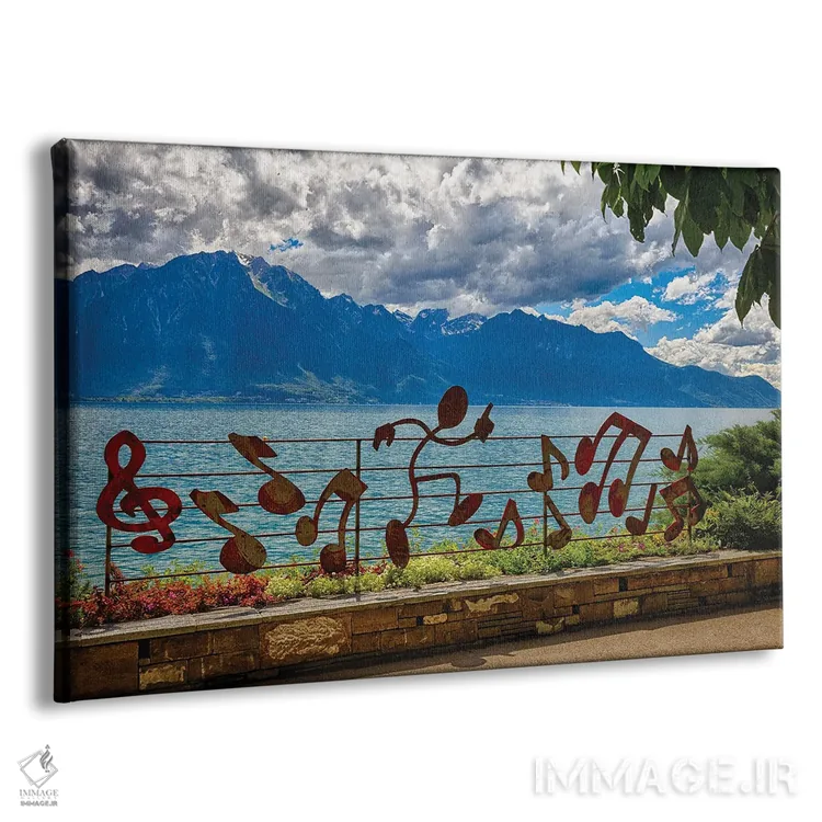 تابلو دکوراتیو خط ساحلی دریاچه ژنو در مونترو، سوئیس اثر جورج اوزه - نمای پرسپکتیو محصول