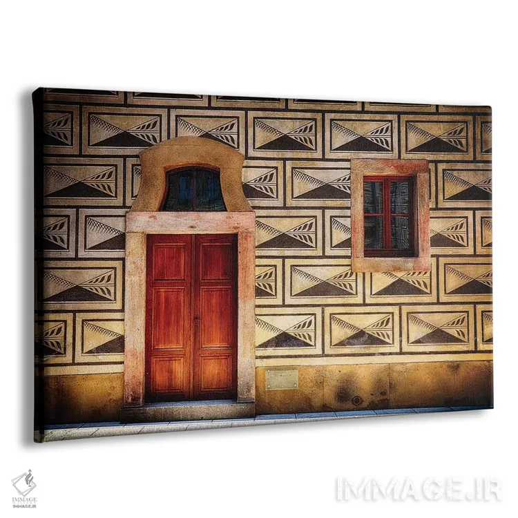 تابلو دکوراتیو نمای نزدیک در و پنجره در قلعه پراگ اثر جورج اوزه - نمای پرسپکتیو محصول