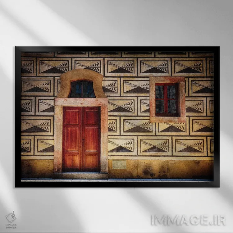 تابلو دکوراتیو نمای نزدیک در و پنجره در قلعه پراگ اثر جورج اوزه - نمای قابدار مشکی