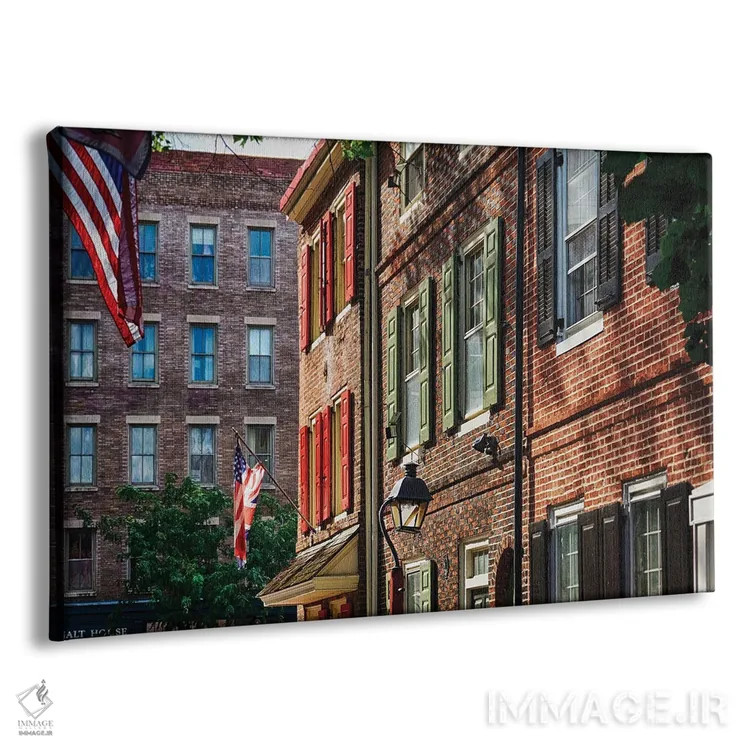 تابلو دکوراتیو خانه های ردیفی قدیمی جذاب فیلادلفیا، پنسیلوانیا اثر جورج اوزه - نمای پرسپکتیو محصول