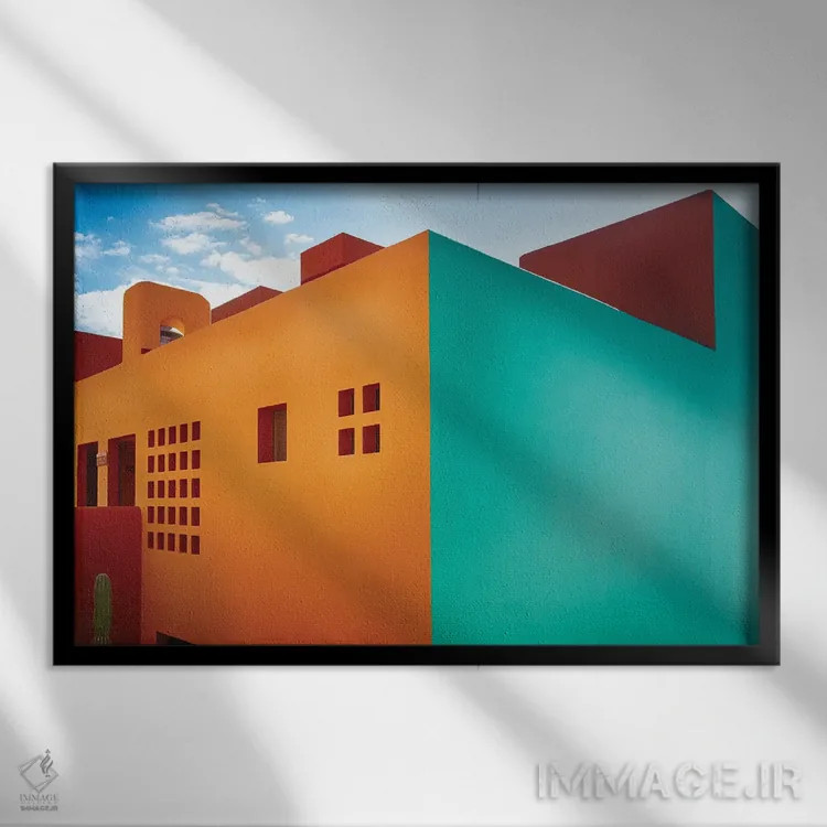 تابلو دکوراتیو رنگ های برجسته و شکل های ساده، کابو سان لوکاس، مکزیک اثر جورج اوزه - نمای قابدار مشکی
