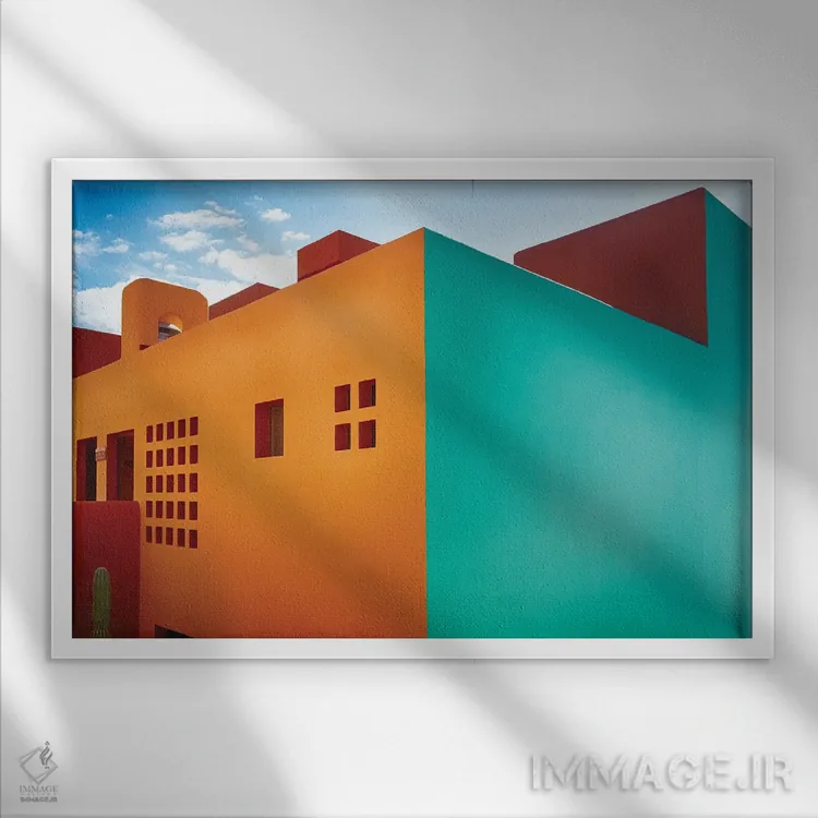 تابلو دکوراتیو رنگ های برجسته و شکل های ساده، کابو سان لوکاس، مکزیک اثر جورج اوزه - نمای قابدار سفید