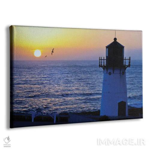 تابلو دکوراتیو غروب در فانوس دریایی مونتارا پوینت، شهرستان سن ماتئو، کالیفرن… اثر جورج اوزه - نمای پرسپکتیو محصول