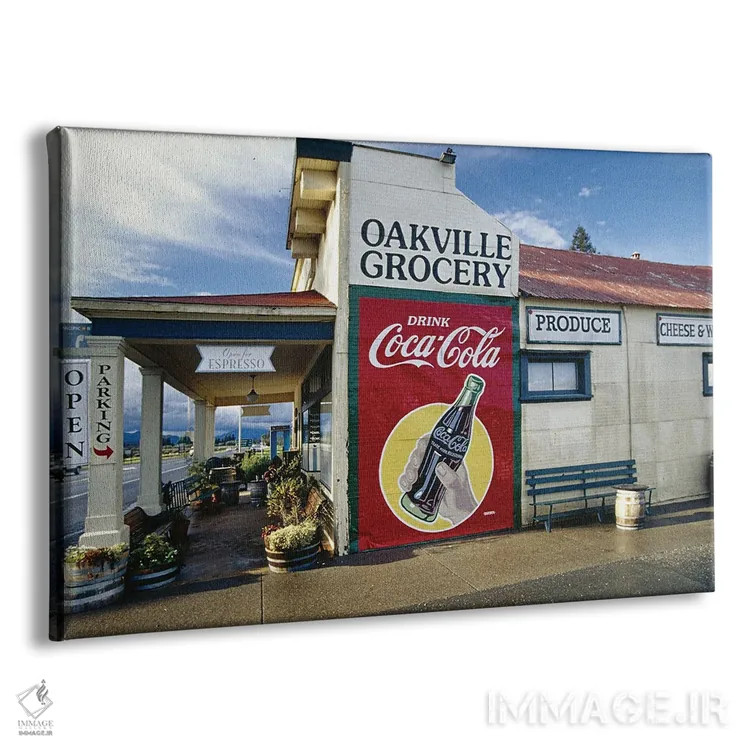 تابلو دکوراتیو فروشگاه مواد غذایی تاریخی اوک ویل، دره ناپا، کالیفرنیا اثر جورج اوزه - نمای پرسپکتیو محصول