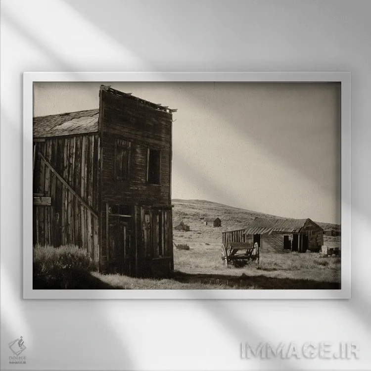 تابلو دکوراتیو هتل سوازی، شهر متروکه بدی، کالیفرنیا اثر جورج اوزه - نمای قابدار سفید