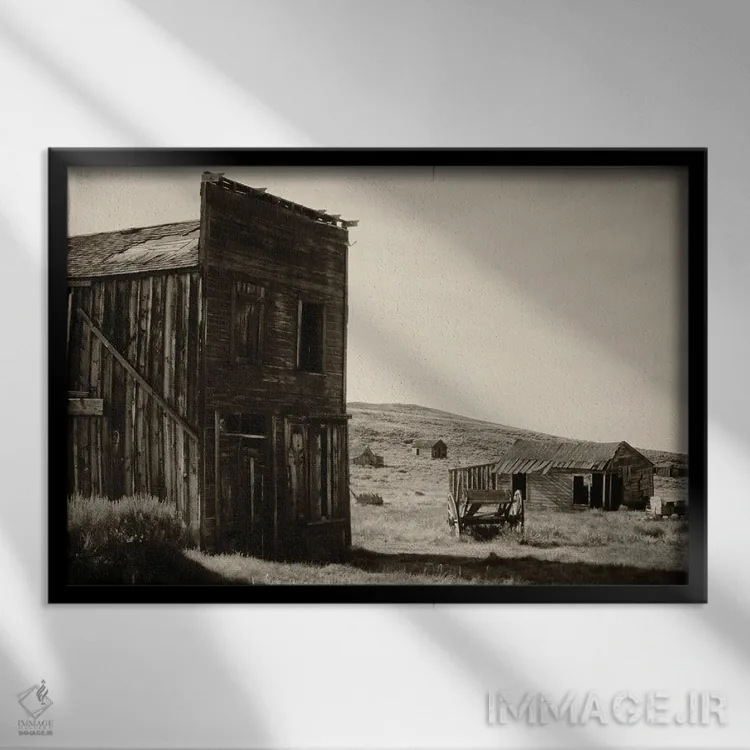 تابلو دکوراتیو هتل سوازی، شهر متروکه بدی، کالیفرنیا اثر جورج اوزه - نمای قابدار مشکی