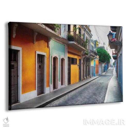 تابلو دکوراتیو نمای خیابان سان خوان قدیمی، پورتوریکو اثر جورج اوزه - نمای پرسپکتیو محصول
