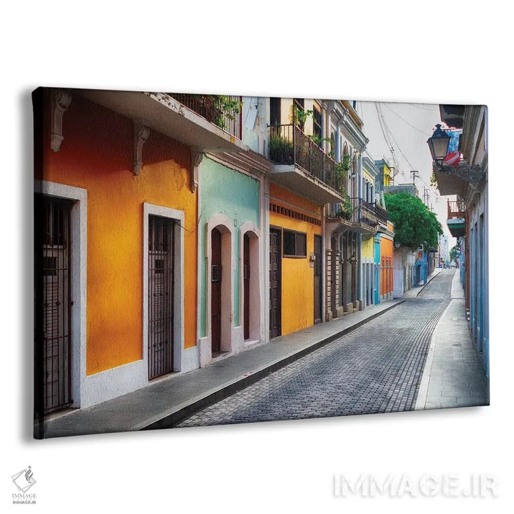 تابلو دکوراتیو نمای خیابان سان خوان قدیمی، پورتوریکو اثر جورج اوزه - نمای پرسپکتیو محصول