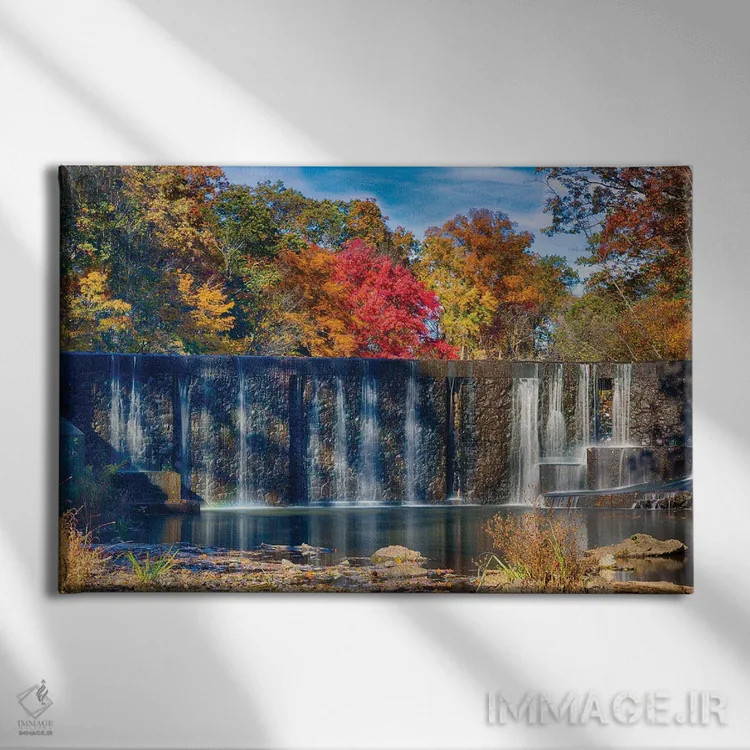 تابلو دکوراتیو منظره پاییزی آبشار برکه سیلی، واچانگ، شهرستان یونیون، نیوجرسی اثر جورج اوزه - نمای روبهرو روی دیوار