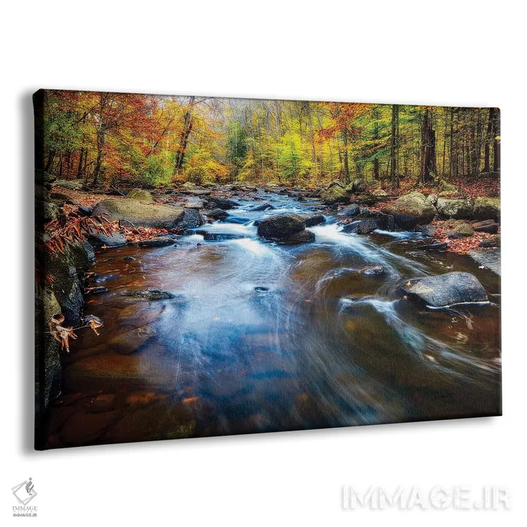 تابلو دکوراتیو منظره پاییزی رودخانه صخره ای، نیوجرسی اثر جورج اوزه - نمای پرسپکتیو محصول