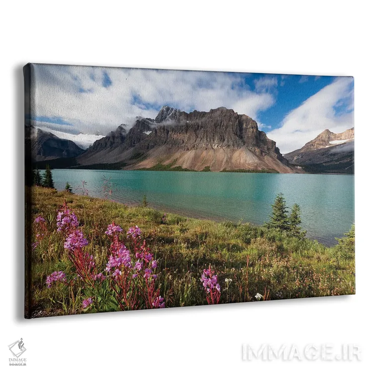 تابلو دکوراتیو دریاچه بو با کوه کلاغ پا، آلبرتا، کانادا اثر جورج اوزه - نمای پرسپکتیو محصول