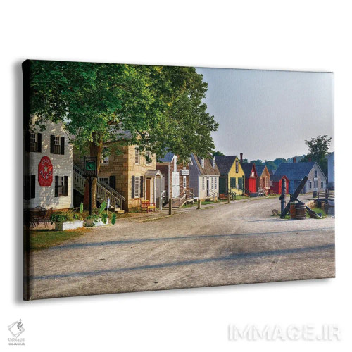 تابلو دکوراتیو خانه های اسکله تاریخی در بندر میستیک، کانکتیکات اثر جورج اوزه - نمای پرسپکتیو محصول