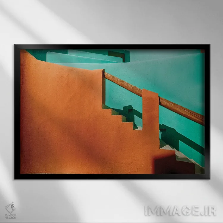 تابلو دکوراتیو معماری رنگارنگ به سبک آدوبی، کابو سان لوکاس، مکزیک اثر جورج اوزه - نمای قابدار مشکی