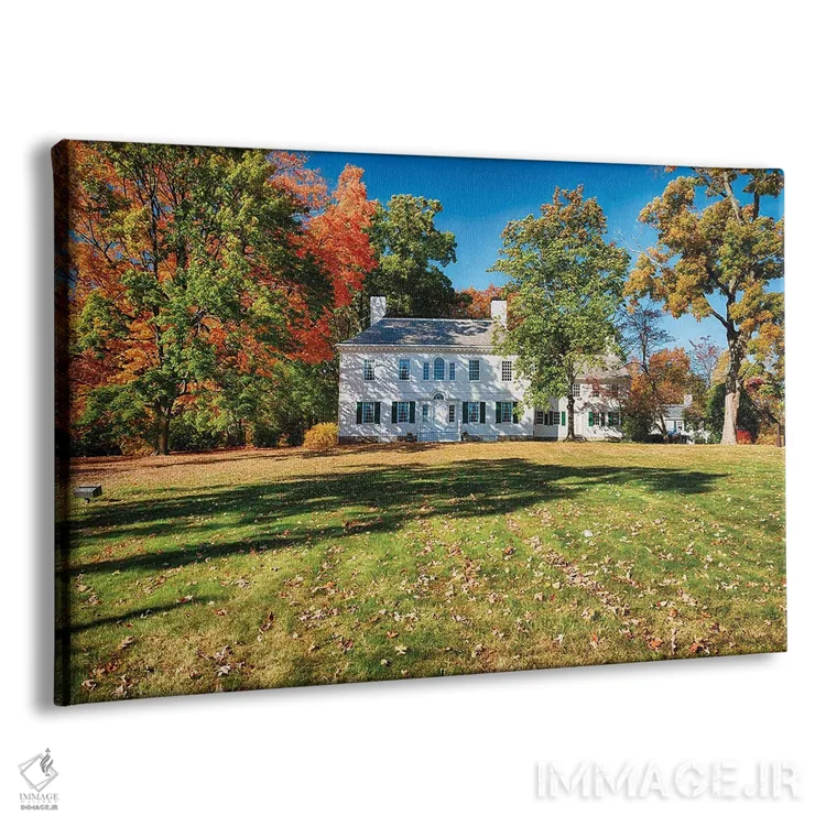 تابلو دکوراتیو کاخ فورد، مقر واشنگتن با منظره پاییزی، موریستاون، نیوجرسی اثر جورج اوزه - نمای پرسپکتیو محصول