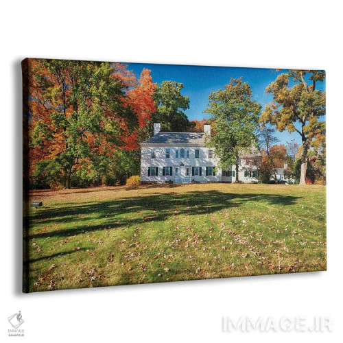 تابلو دکوراتیو کاخ فورد، مقر واشنگتن با منظره پاییزی، موریستاون، نیوجرسی اثر جورج اوزه - نمای پرسپکتیو محصول