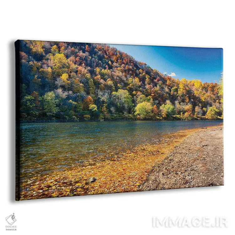 تابلو دکوراتیو پاییز رودخانه دلاور در منطقه واتر گپ، مرز نیوجرسی-پنسیلوانیا… اثر جورج اوزه - نمای پرسپکتیو محصول