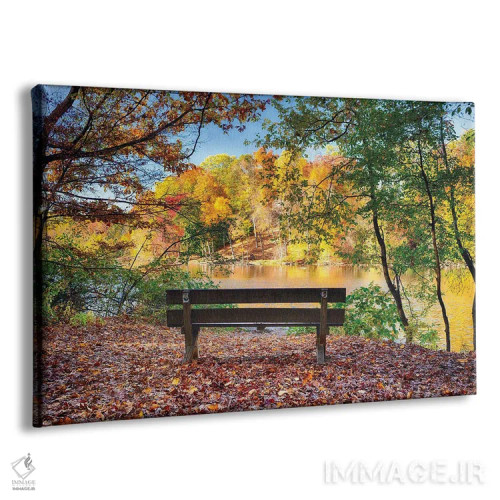 تابلو دکوراتیو چشم انداز دریاچه با نیمکت پارک، موریستاون، نیوجرسی اثر جورج اوزه - نمای پرسپکتیو محصول