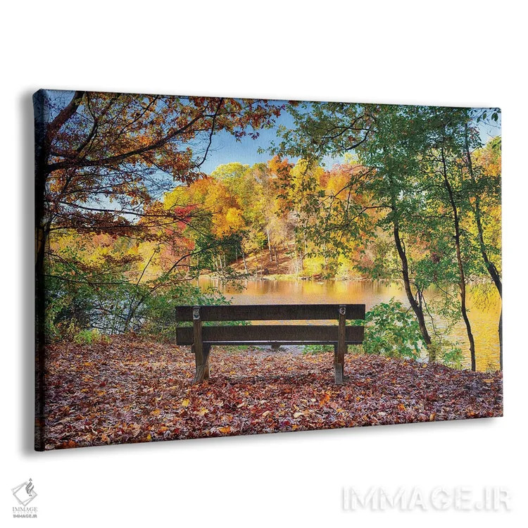 تابلو دکوراتیو چشم انداز دریاچه با نیمکت پارک، موریستاون، نیوجرسی اثر جورج اوزه - نمای پرسپکتیو محصول