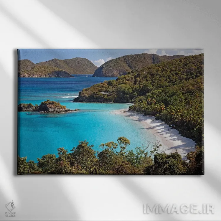 تابلو دکوراتیو نمای بالا از یک خلیج، ترانک بی، سنت جان، جزایر ویرجین آمریکا اثر جورج اوزه - نمای روبهرو روی دیوار