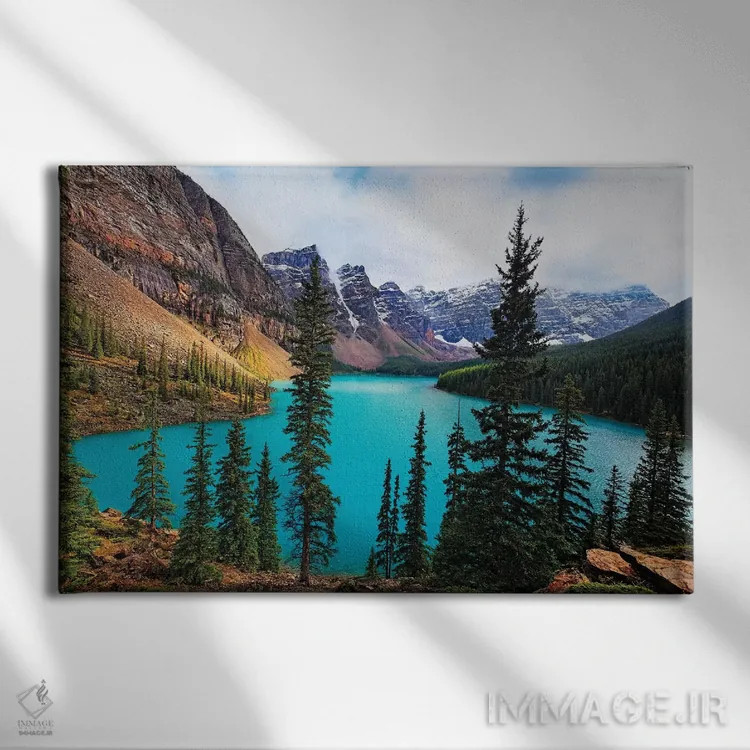 تابلو دکوراتیو نمای بالا از یک دریاچه آلپی اثر جورج اوزه - نمای روبهرو روی دیوار