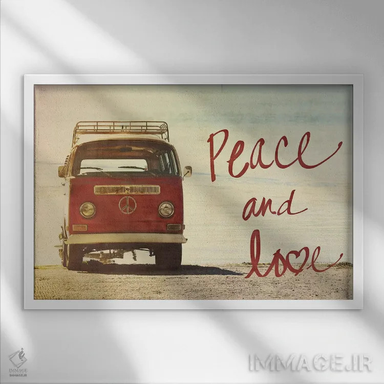 تابلو دکوراتیو صلح و عشق اثر گیل پک - نمای قابدار سفید