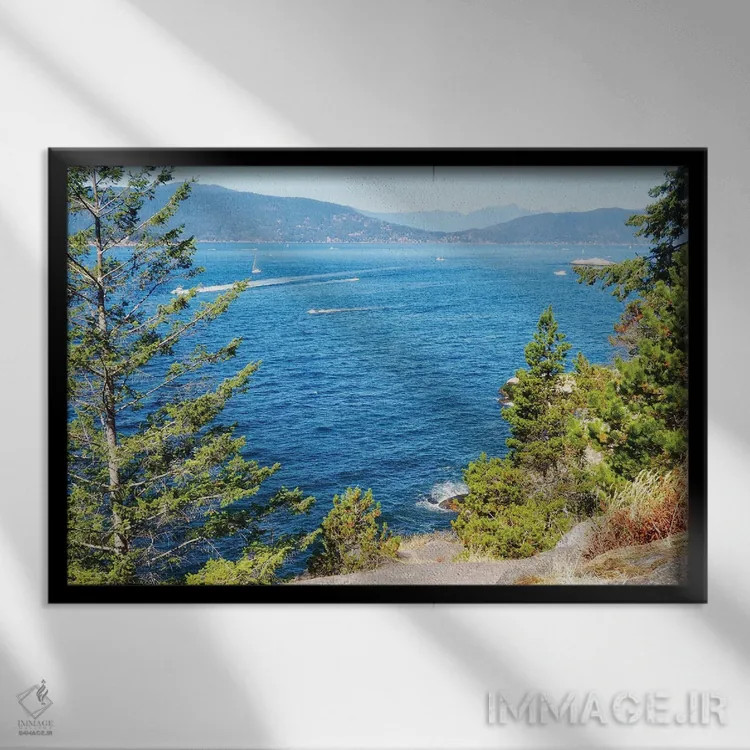 تابلو دکوراتیو دریاچه های آبی یخی ۱ اثر گیل پک - نمای قابدار مشکی