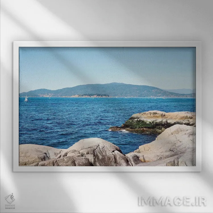 تابلو دکوراتیو دریاچه های آبی یخی ۲ اثر گیل پک - نمای قابدار سفید