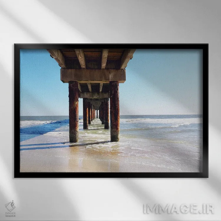 تابلو دکوراتیو اسکله آفتاب گیر ۱ اثر گیل پک - نمای قابدار مشکی