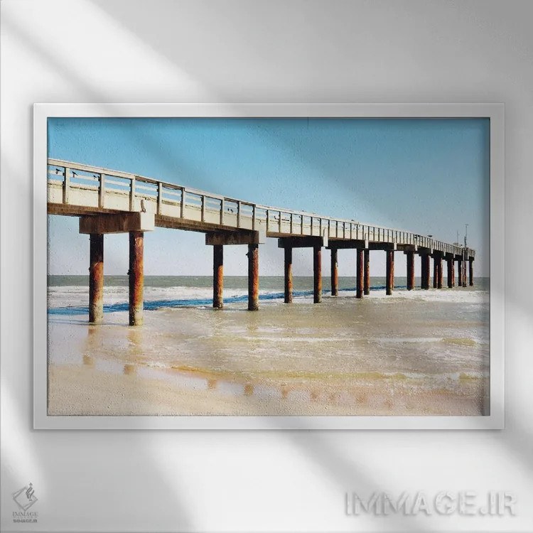 تابلو دکوراتیو اسکله آفتاب گیر ۲ اثر گیل پک - نمای قابدار سفید