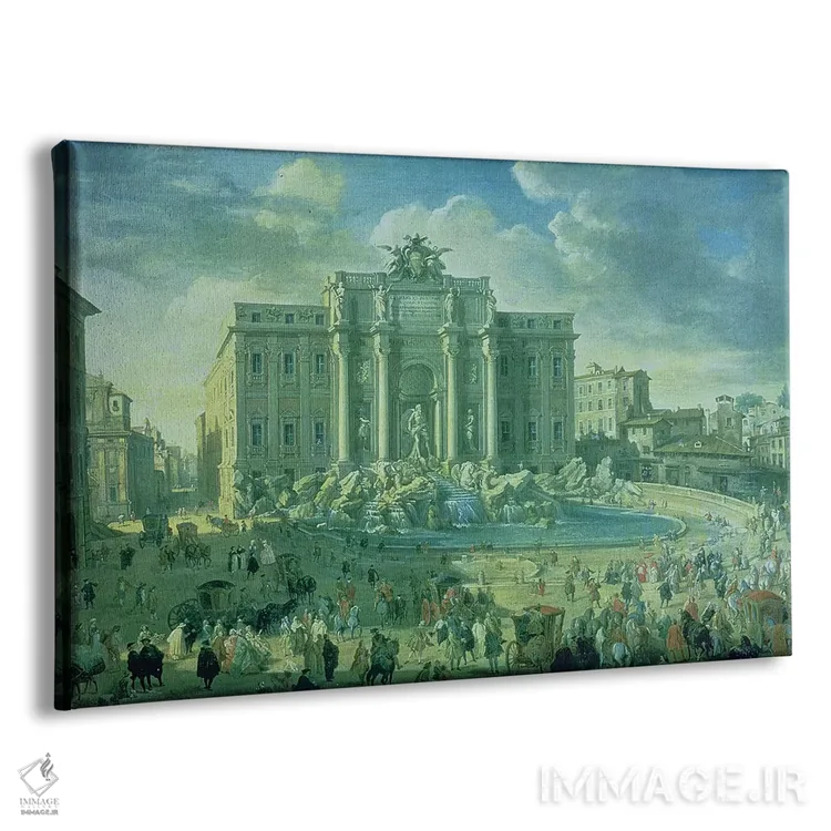 تابلو کلاسیک فواره تروی در رم، ۱۷۵۳-۱۷۵۶ اثر جیووانی پائولو پانینی - نمای پرسپکتیو محصول