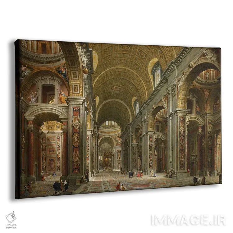 تابلو کلاسیک داخل کلیسای سن پیترو، رم، ۱۷۳۱ اثر جیووانی پائولو پانینی - نمای پرسپکتیو محصول