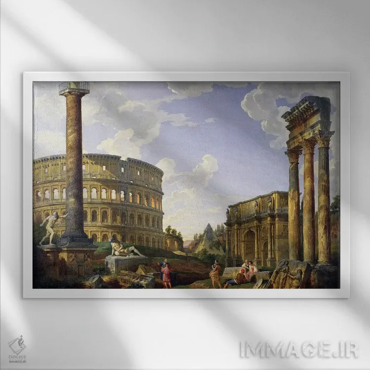 تابلو کلاسیک خیال پردازی رومی اثر جیووانی پائولو پانینی - نمای قابدار سفید