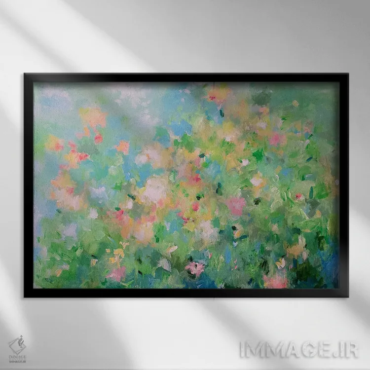 تابلو انتزاعی طلوع نرم اثر گزیـن پوستما - نمای قابدار مشکی