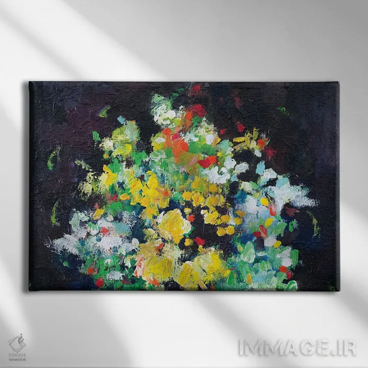 تابلو انتزاعی برایت گل آرزو دارم VII اثر گزیـن پوستما - نمای روبهرو روی دیوار