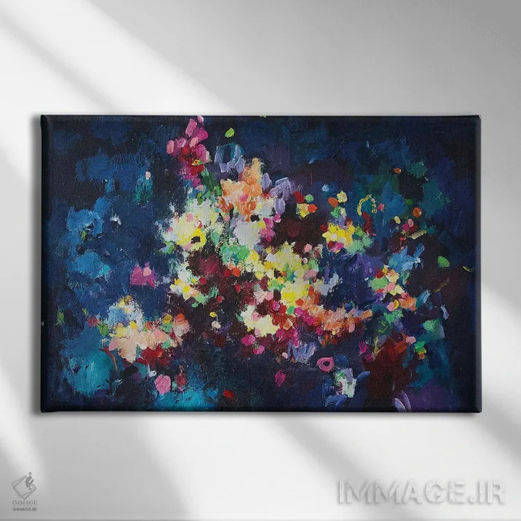 تابلو انتزاعی برایت گل آرزو دارم IX اثر گزیـن پوستما - نمای روبهرو روی دیوار