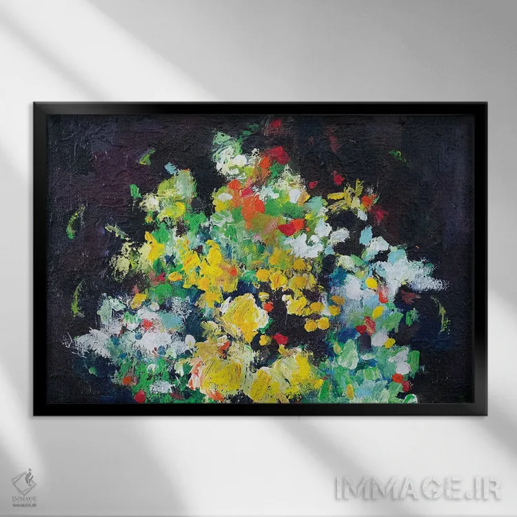 تابلو انتزاعی برایت گل آرزو دارم VII اثر گزیـن پوستما - نمای قابدار مشکی