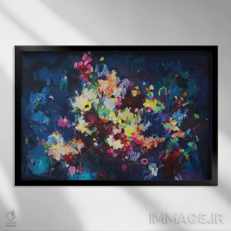 تابلو انتزاعی برایت گل آرزو دارم IX اثر گزیـن پوستما - نمای قابدار مشکی