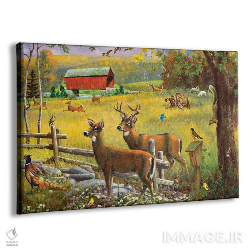 تابلو دکوراتیو گوزن و پل سرپوشیده اثر جی. چارلز - نمای پرسپکتیو محصول