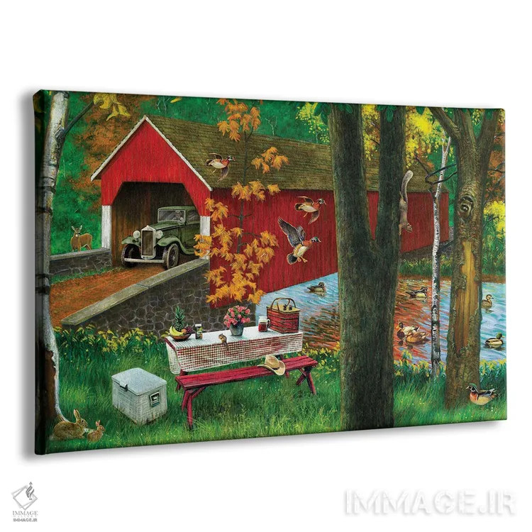 تابلو دکوراتیو رودخانه و پل سرپوشیده اثر جی. چارلز - نمای پرسپکتیو محصول