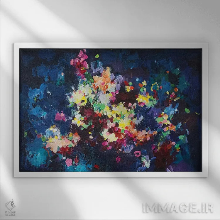 تابلو انتزاعی برایت گل آرزو دارم IX اثر گزیـن پوستما - نمای قابدار سفید