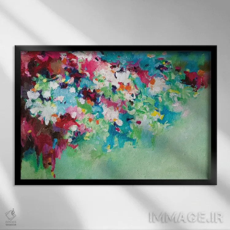 تابلو انتزاعی اندیشه های آرامش بخش اثر گزیـن پوستما - نمای قابدار مشکی