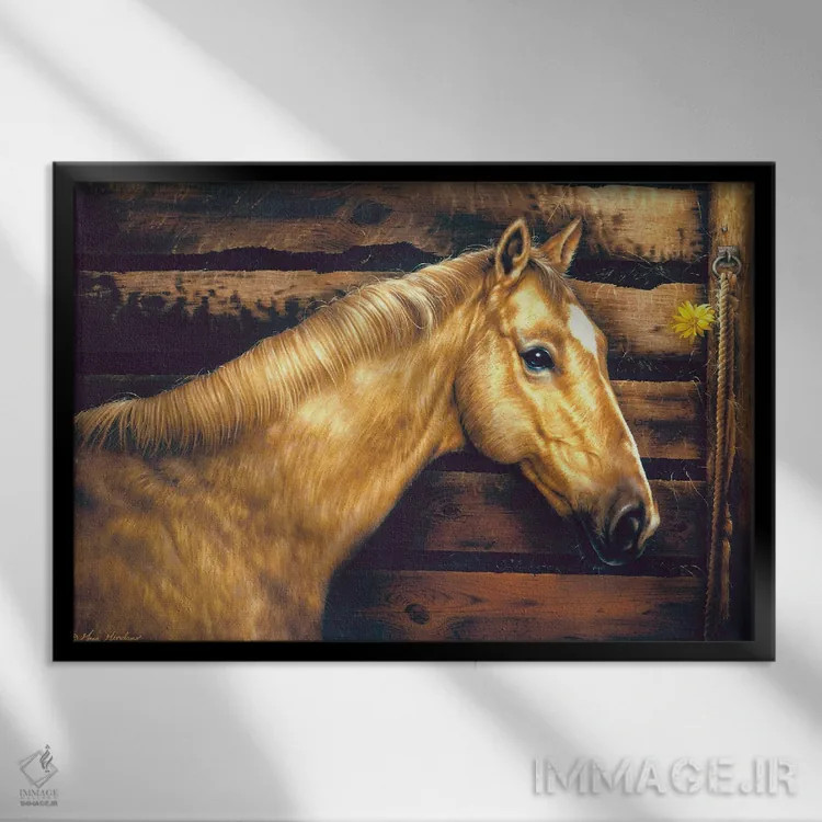 تابلو دکوراتیو داخل اصطبل اثر گرگ جوردانو - نمای قابدار مشکی