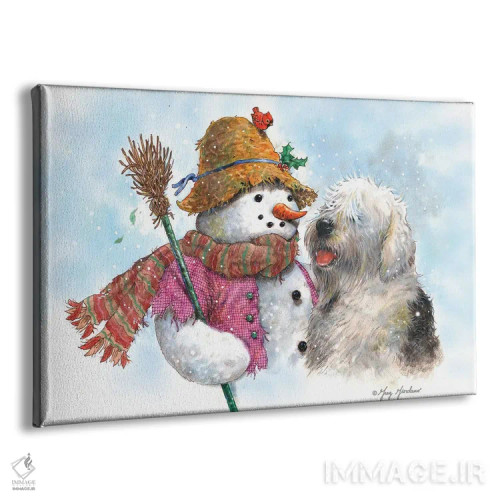 تابلو دکوراتیو آدم برفی و سگ اثر گرگ جوردانو - نمای پرسپکتیو محصول