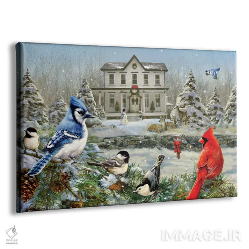 تابلو دکوراتیو پرندگان کریسمس و خانه اثر گرگ جوردانو - نمای پرسپکتیو محصول