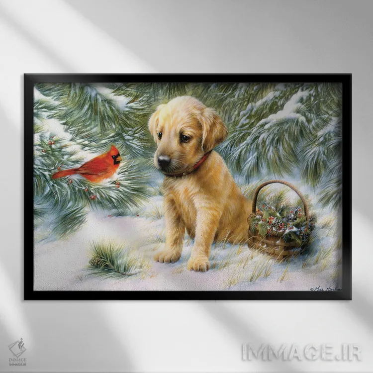 تابلو دکوراتیو دوستان زمستانی اثر گرگ جوردانو - نمای قابدار مشکی