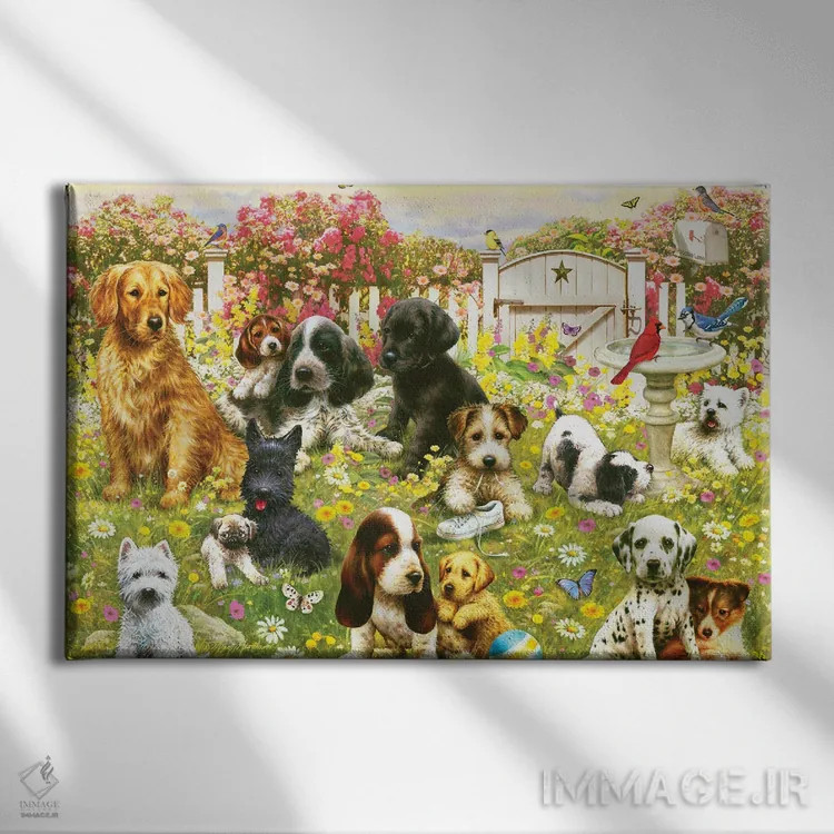 تابلو دکوراتیو مهدکودک سگ ها اثر گرگ جوردانو - نمای روبهرو روی دیوار