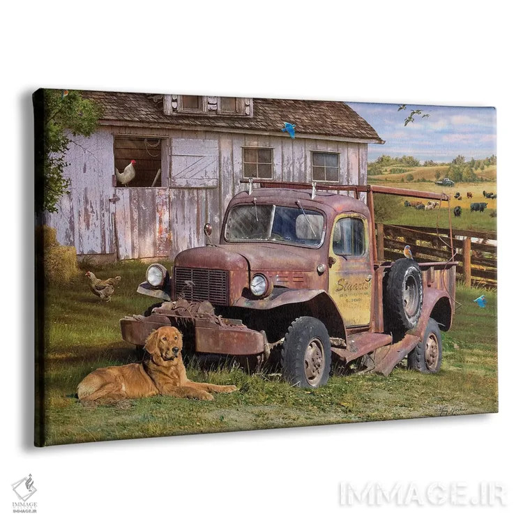 تابلو دکوراتیو کامیون قدیمی استوارت اثر گرگ جوردانو - نمای پرسپکتیو محصول